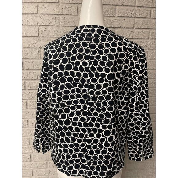 Charter Club Petite Crop Black White Color Print Jacket Size PM - Picture 2 of 9